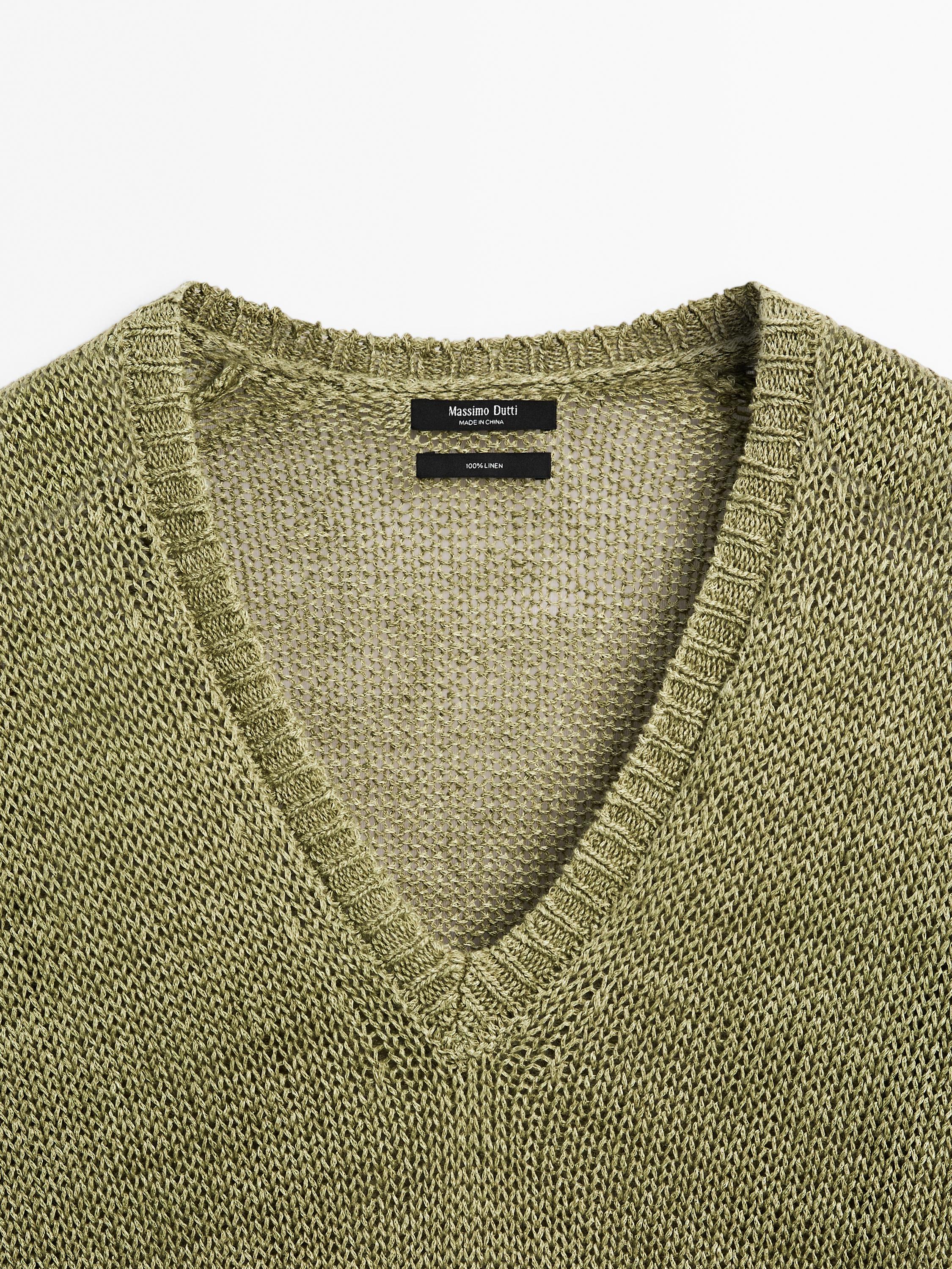 Pull en maille ajourée 100 % lin